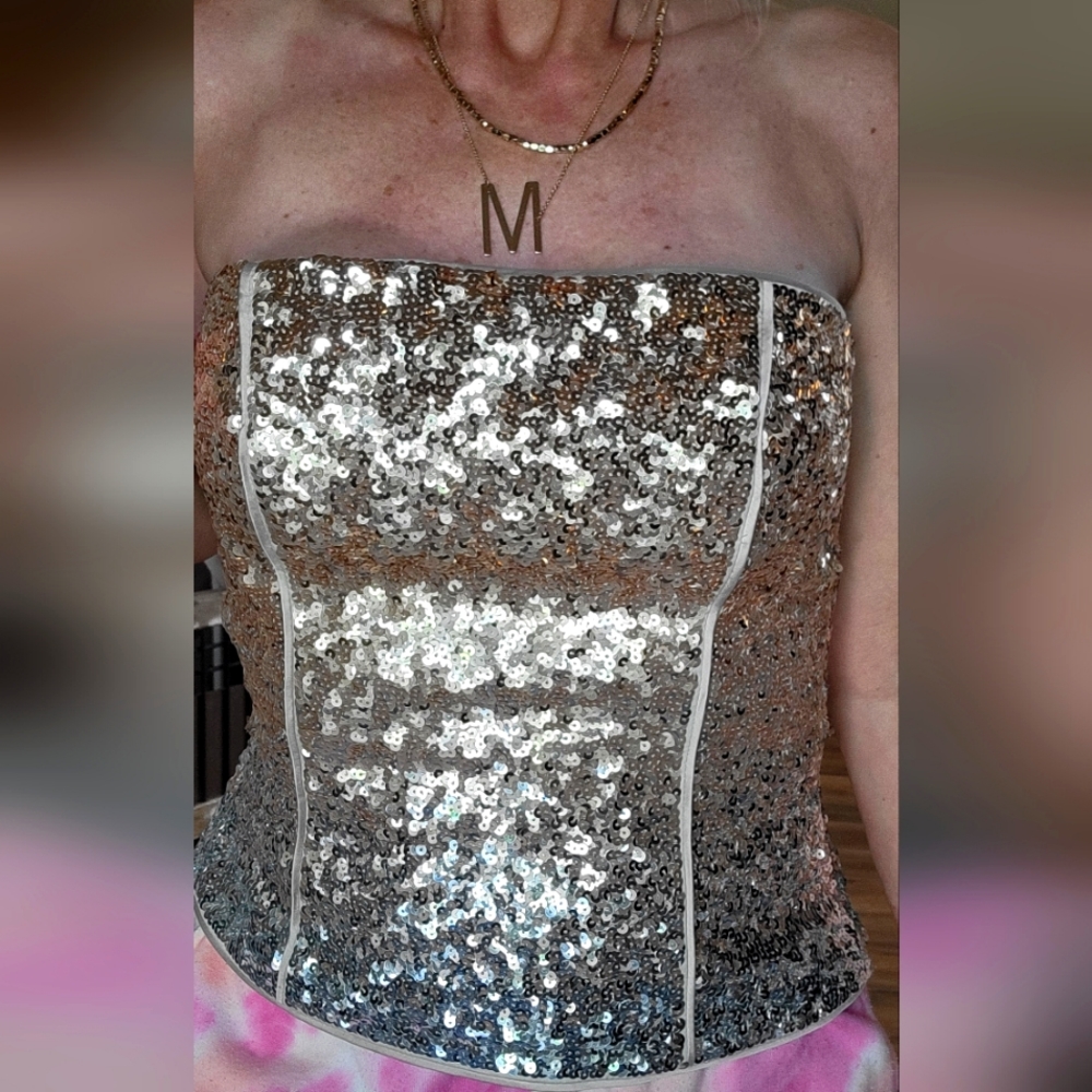 Black&white market Sequin tube top